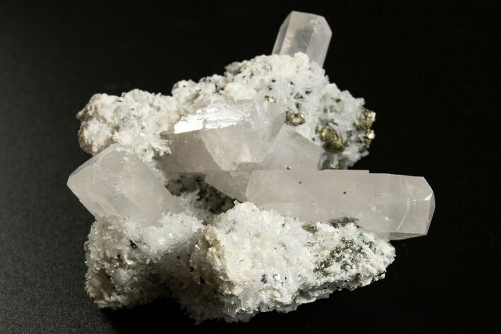 Columnar Calcite with Quartz and Pyrite - Fluorescent! #330121